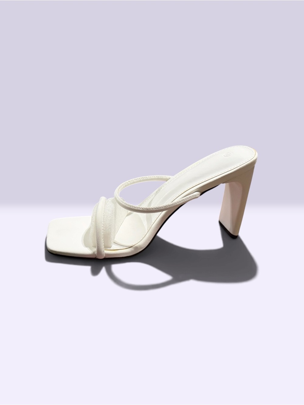 Women’s White Strappy Block Heel Mule